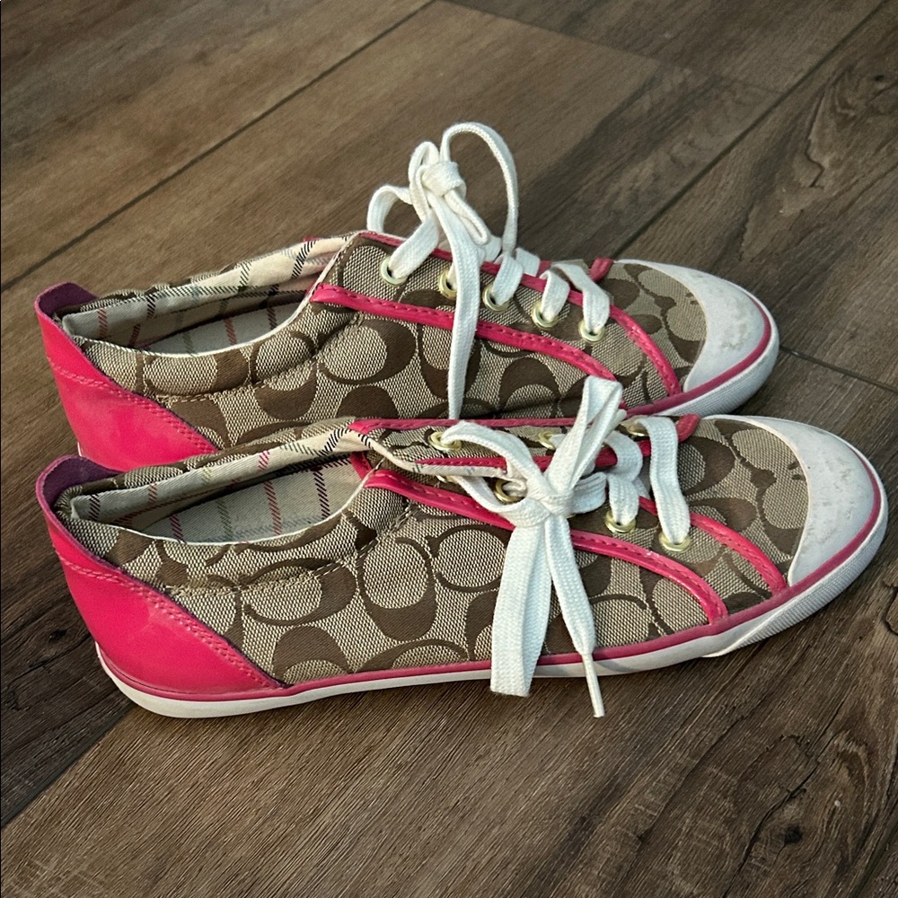 Coach Pink and Tan Sneakers